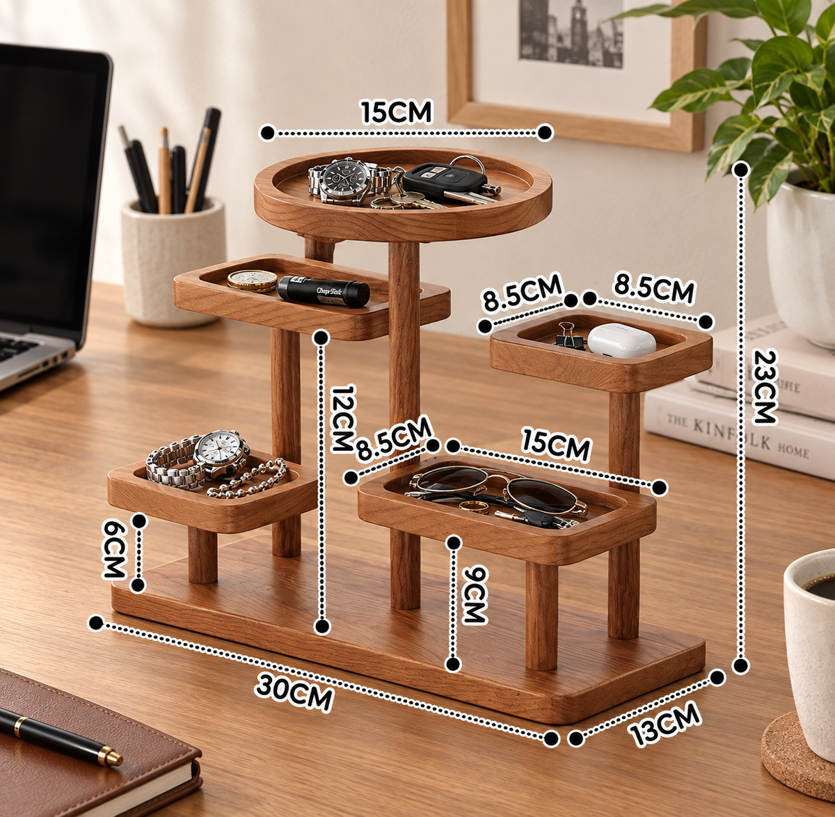 Retro Solid Wood Desktop Organizer Rack