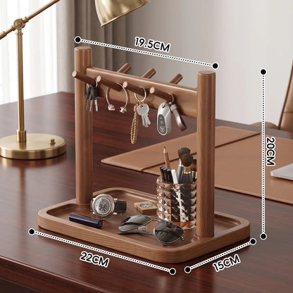 Retro Solid Wood Desktop Organizer Rack