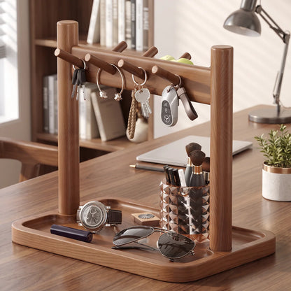 Retro Solid Wood Desktop Organizer Rack